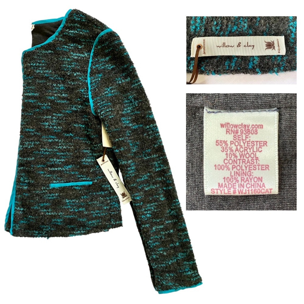 Willow and Clay Grey and Cyan Cardigan, Size: S